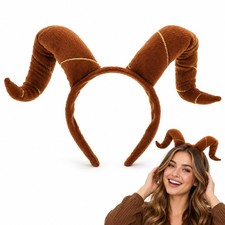 Bull Horn Headband, Goat Ears Headwear Halloween Costume Accessory