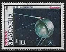 1987. Nicaragua. Astronautique. Aérospatiale. Sputnik. N°1261.
