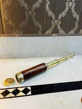 Vintage Brass Telescope Spyglass with Wooden Grip Nautical Decor Gift Idea