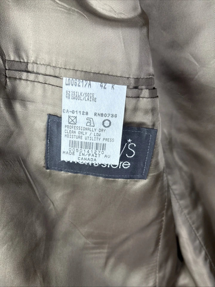 Chaqueta Blazer De Colección Chaps Ralph Lauren Para Hombres 42R Tostada Pata de Gallo Seda Lana Foto 4 de 4