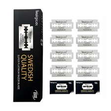 100Pcs, Double Edge Safety Razor Blades, Premium Platinum Stainless Black