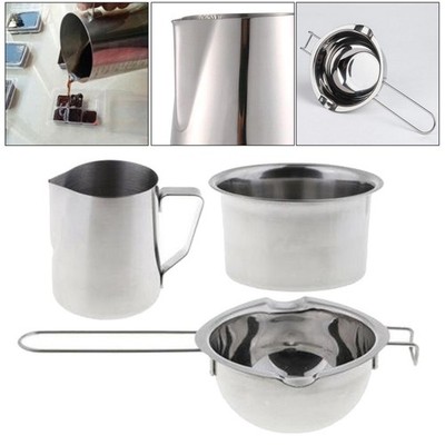 3Pcs Edelstahl Doppelkessel Topf Wachskerze Schmelzkrug 600ml zum Schmelzen von