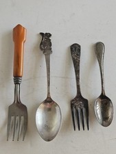 2 2 Vintage Baby Forks And Spoons 1 Bakelite