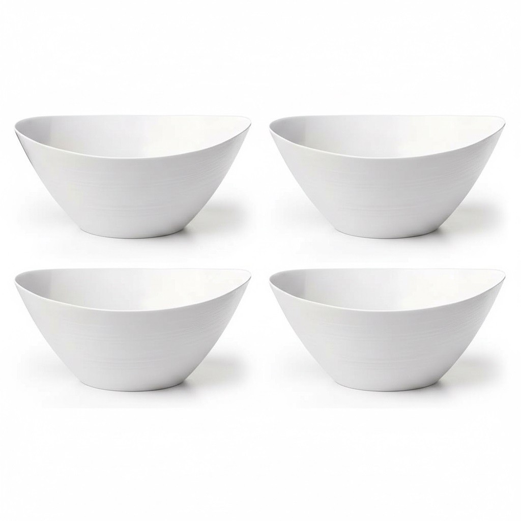 Ciotole da Portata Opale Bianco 26x24cm | Set 4 Pezzi Design Moderno