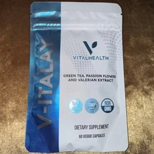 V-ITALAY by VitalHealth 60 Caps per bag GREEN TEA PASSION FLOWER AND VALERIAN
