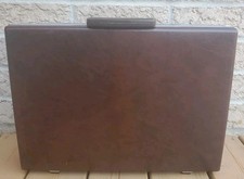 Vintage 70s Samsonite Brown Hard Shell Slim Briefcase Attache 2 Keys NEAR MINT