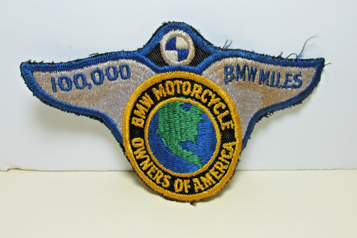 BMW Motorcycle 100,000 Mile Patch Vintage Motorcycle Biker Patch