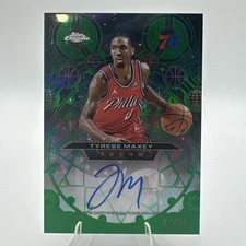 2025-26 Topps Chrome Tyrese Maxey Chromographs On Card Auto Green /99  #CH-TM