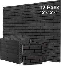 Sound Proof Foam Panels, Brick Shaped Soundproof Wall Panels, 12 Pack 12"X12"X1"