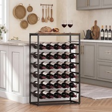 30 Bottles Wine Rack, 6 Tier Free Standing Wine Storage Holder, Rustic Brown