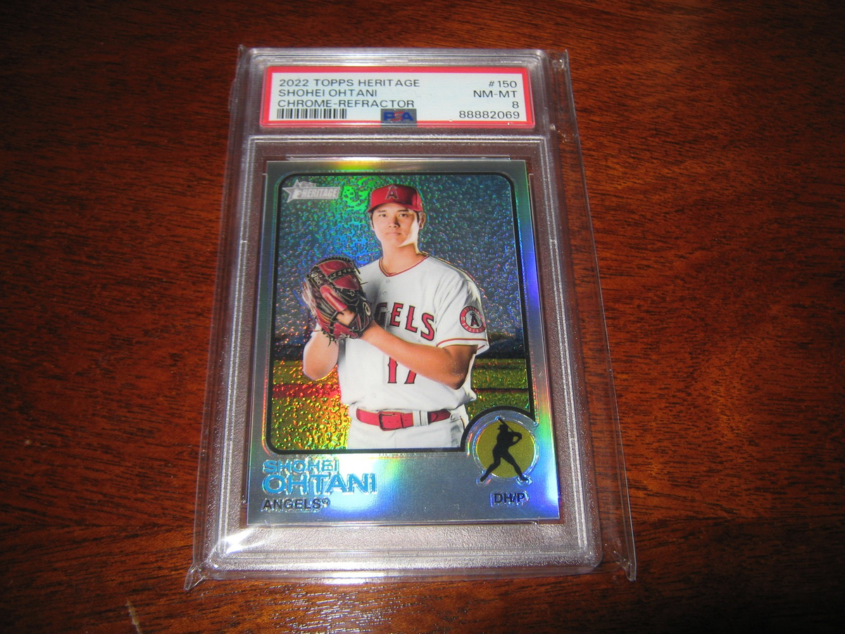 大谷翔平 2022 Topps Heritage Chrome＃150 2022 Topps Heritage-Shohei Ohtani #150 Chrome Refractor /673 PSA 8