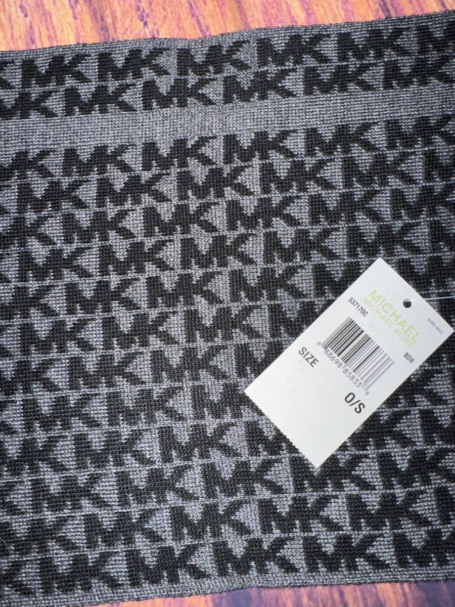 トップス *** Michael Kors Black & Grey Knit Reversible Scarf 66