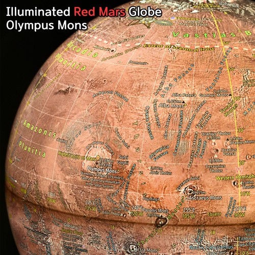Mapsoft Explorer Illuminated Mars Globe, 24cm/9.5", RI-24, Lamp, Light, LED - Picture 24 of 24