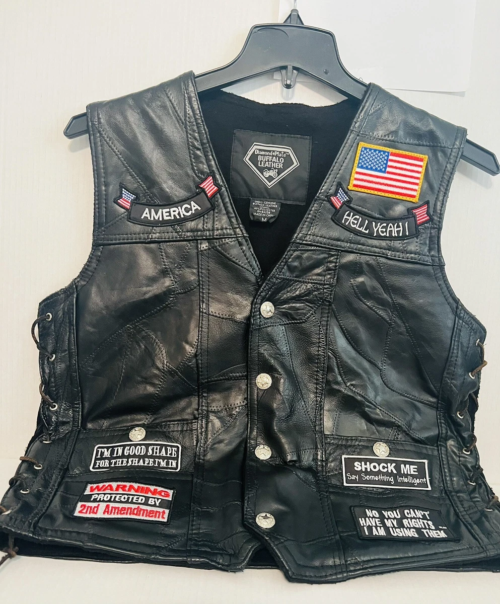 Diamond plate buffalo leather vest clearance