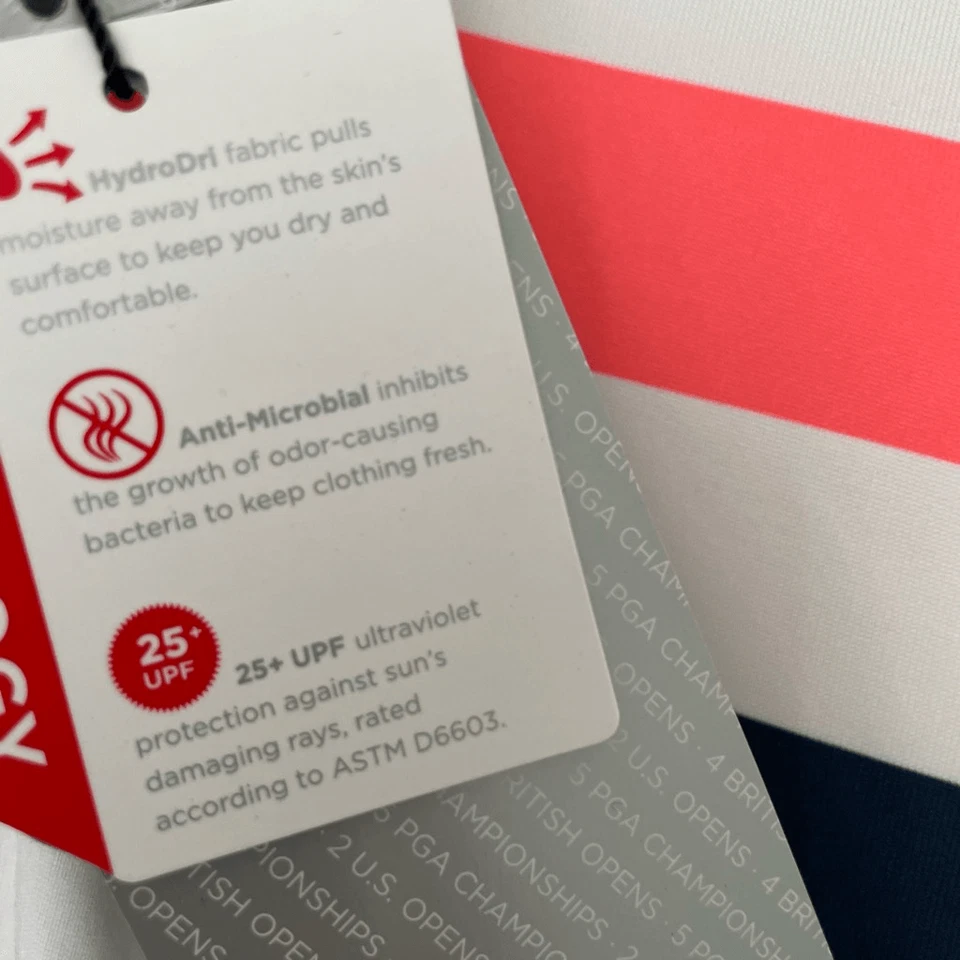 Walter Hagen Polo 衫男式大号蓝色橙色白色条纹高尔夫全新带标签 — 第 4/4 张图片