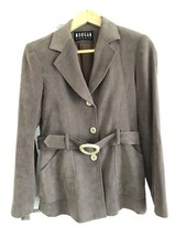 Vintage Morgan Brown Suede Effect Women’s Belted Tailored Jacket Uk 10
