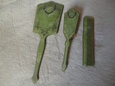 3Pc. Vanity Vintage Celluloid bakelite Pearlized Green