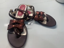 LADIES POETIC LICENCE BLOOMINGBIRD BROWN BOW SANDALS SIZE 6 M