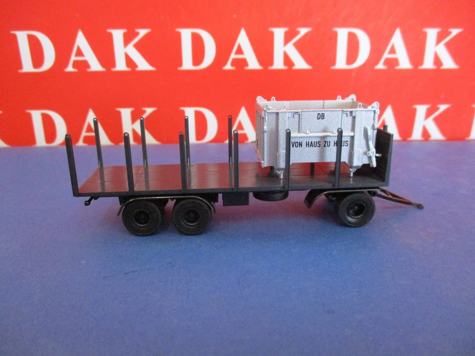 1/87 Modellino Camion Rimorchio Stanti Grigio Scuro con Container Aperto DB - Immagine 2 di 4