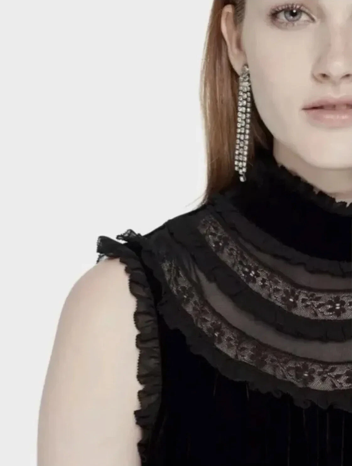 Abito Kate Spade LBD cocktail floreale senza maniche nero velluto pizzo orlo taglia 2