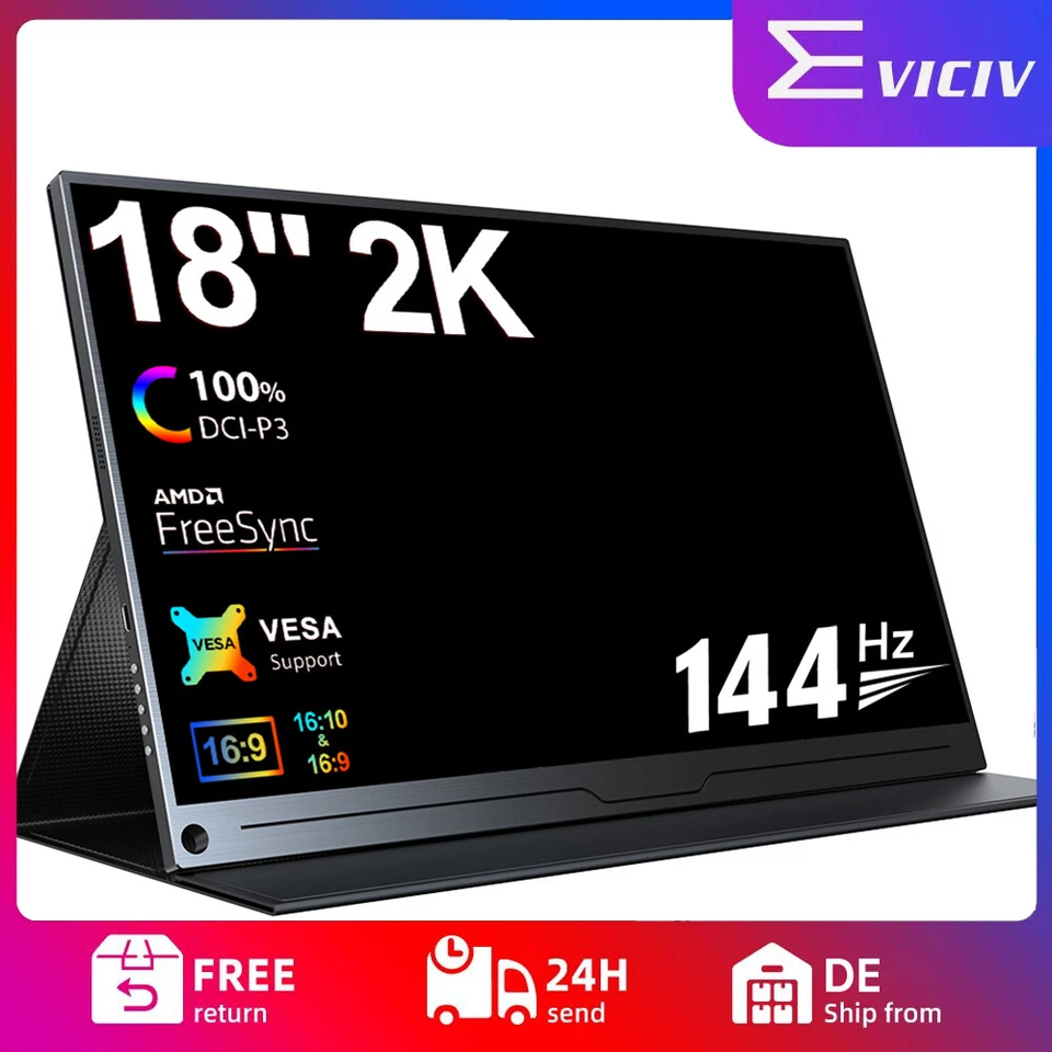 2K Portable Monitor 18,0 Zoll Tragbarer Mobiler IPS Bildschirm QHD 2560x1600 HDR