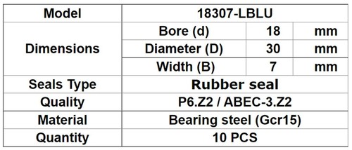 10pcs Ball Bearing 18307-LBLU 18307 18x30x7 61903-18RS MOCHU Thin Wall Bicycle - Picture 3 of 3