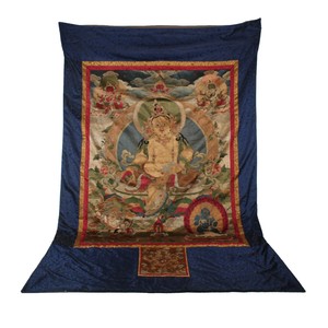 Antique Chinese Tibetan Buddha Silk Tapestry Embroidery Tangka