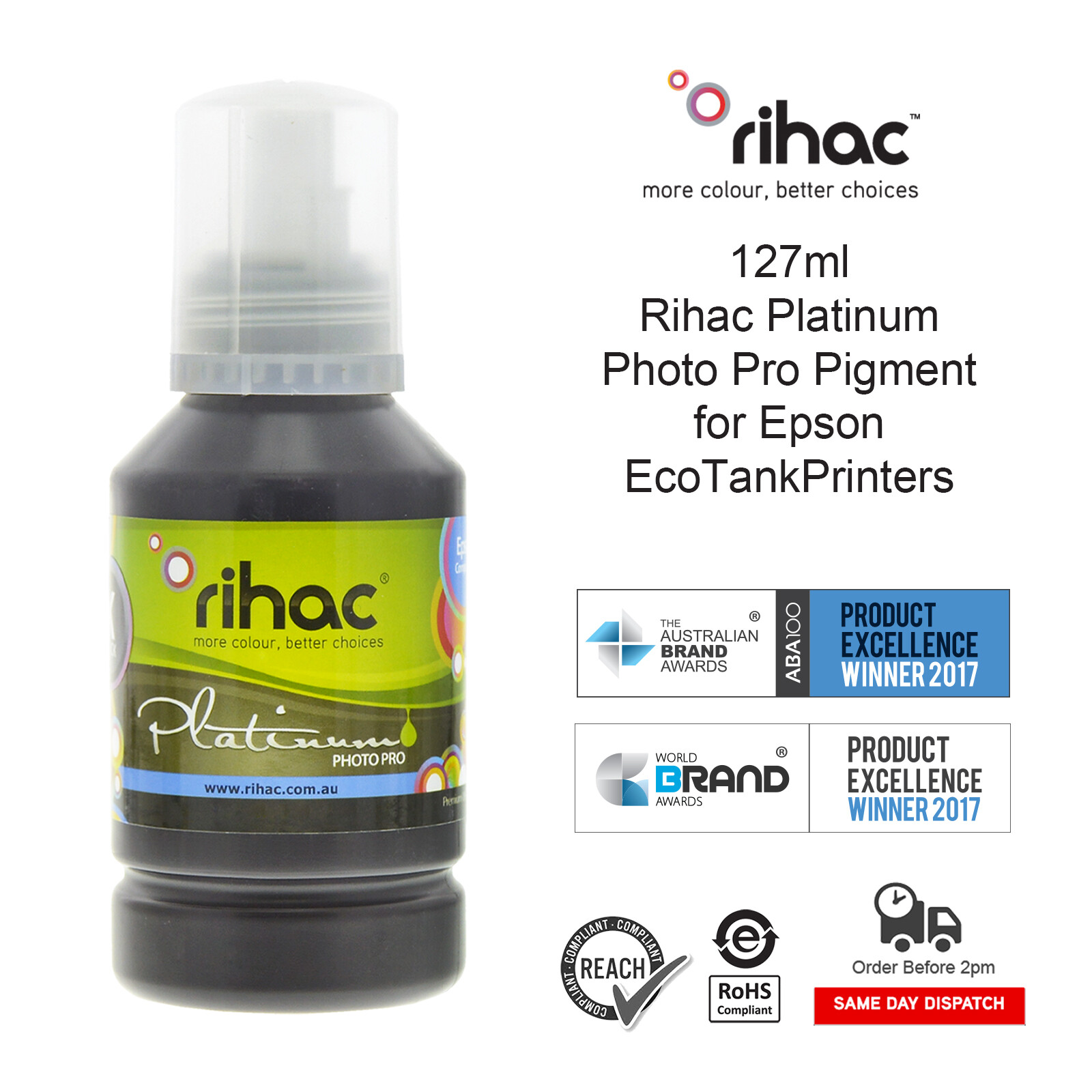 Rihac Refill Ink for Epson 502 T502 EcoTank ET2850 ET3800 ET4850 ET