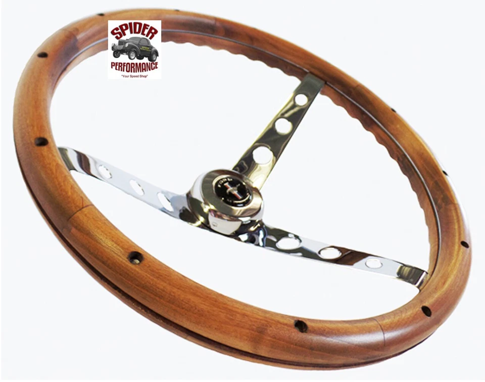 Mustang 1965-1969 volante madera pony 15" clásico nogal Foto 2 de 4
