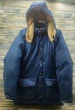 Vintage Woolrich Puffer Jacket Blue Goose Down Coat Hooded Mens X-Large