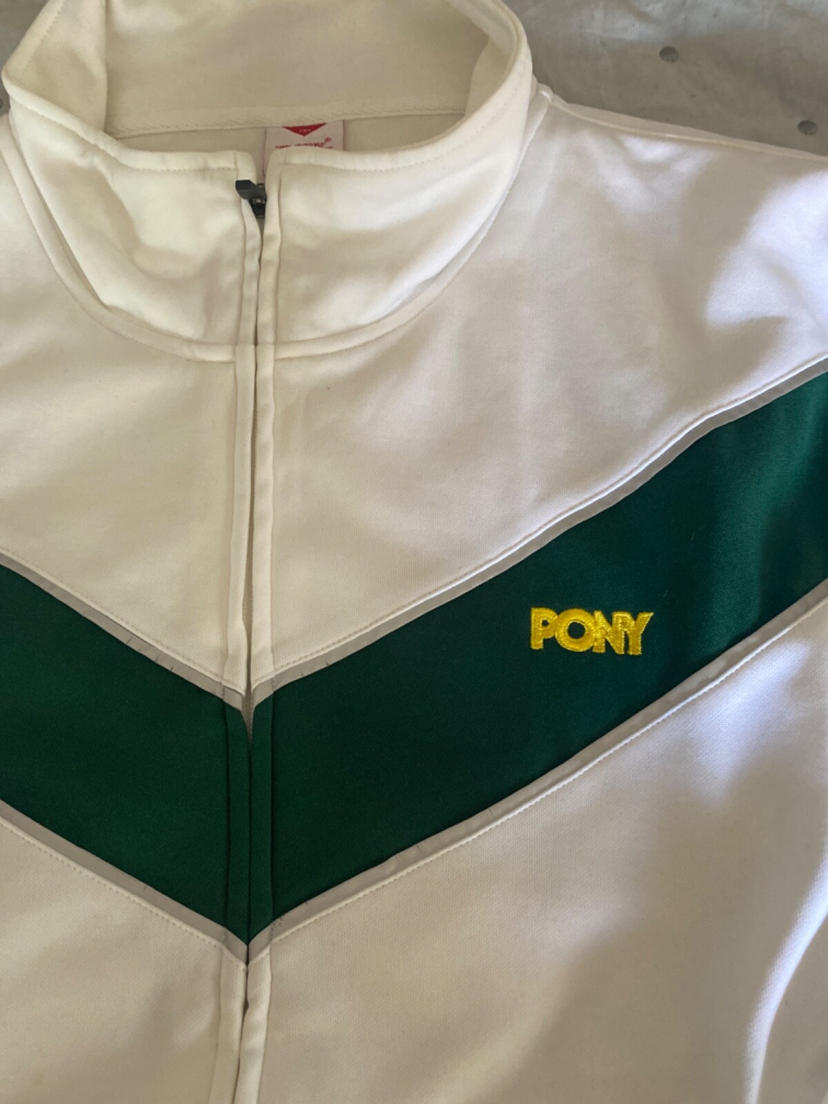 Vintage Pony Track Jacket Unisex Size XXL 2XL White Green Yellow