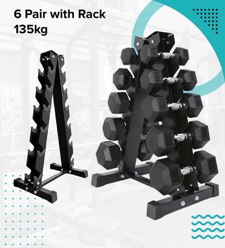 Hex Dumbbells Rubber Encased Cast Iron Home Weights Gym Fitness Sports - Picture 27 of 30