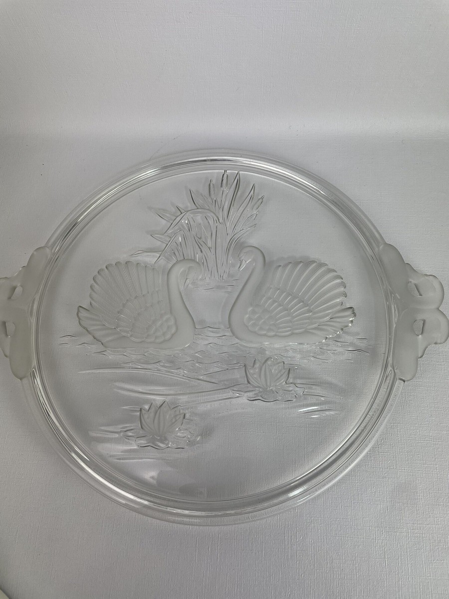 WALTHERGLAS ガラス皿　2点セット Vintage Original Walther-Glas Crystal Swans Serving Platter, West