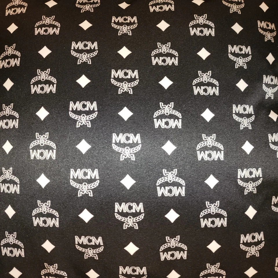 MCM PILLOW Cognac Visetos Black White SILK Quilted Throw Pillow Logo Monogram - Image 2 of 3