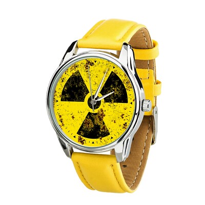 Radiation Symbol Watch, Grunge Nuclear Hazard Design, Science Fans Unisex Gift