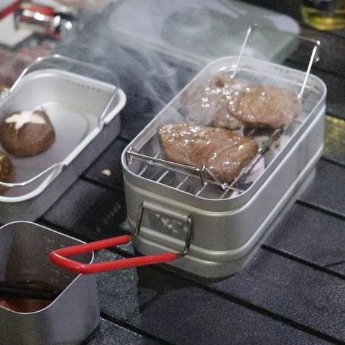 4-piece set Outdoor Camping 2-Layer Mess Kit With stainless steel Steaming Rack. - Picture 16 of 17