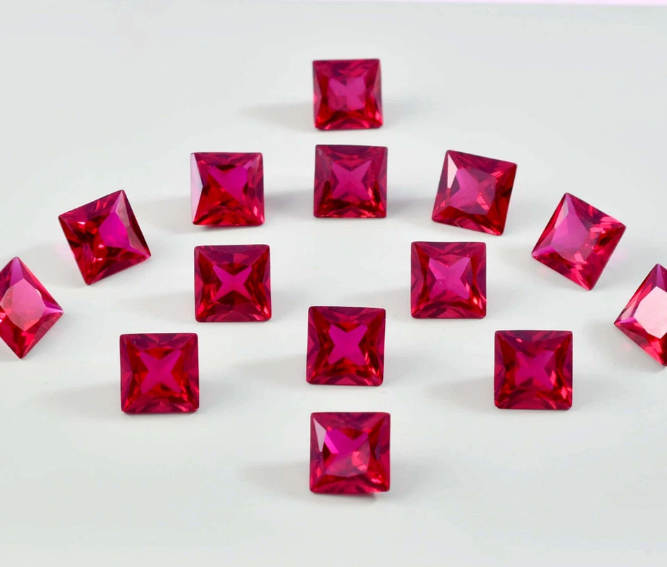 100 Pcs Natural Mozambique Blood Red Ruby Square Loose Gemstone GIT Certified - Image 2 of 4