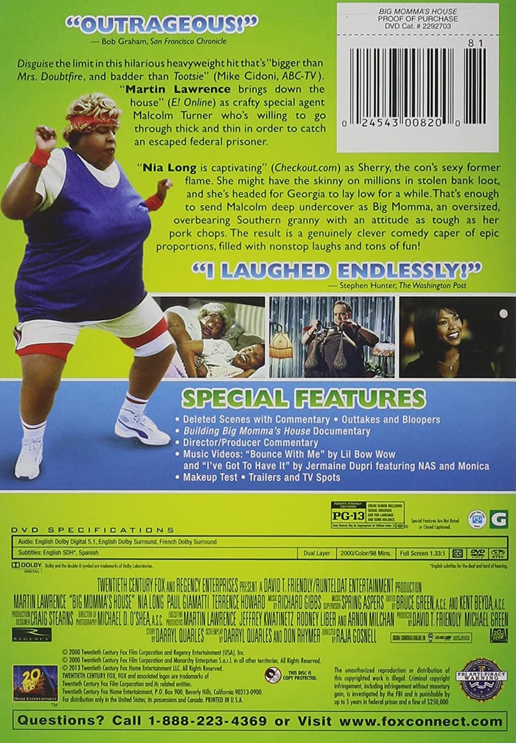 Big Momma's House (DVD) Martin Lawrence Nia Long Paul Giamatti (US
