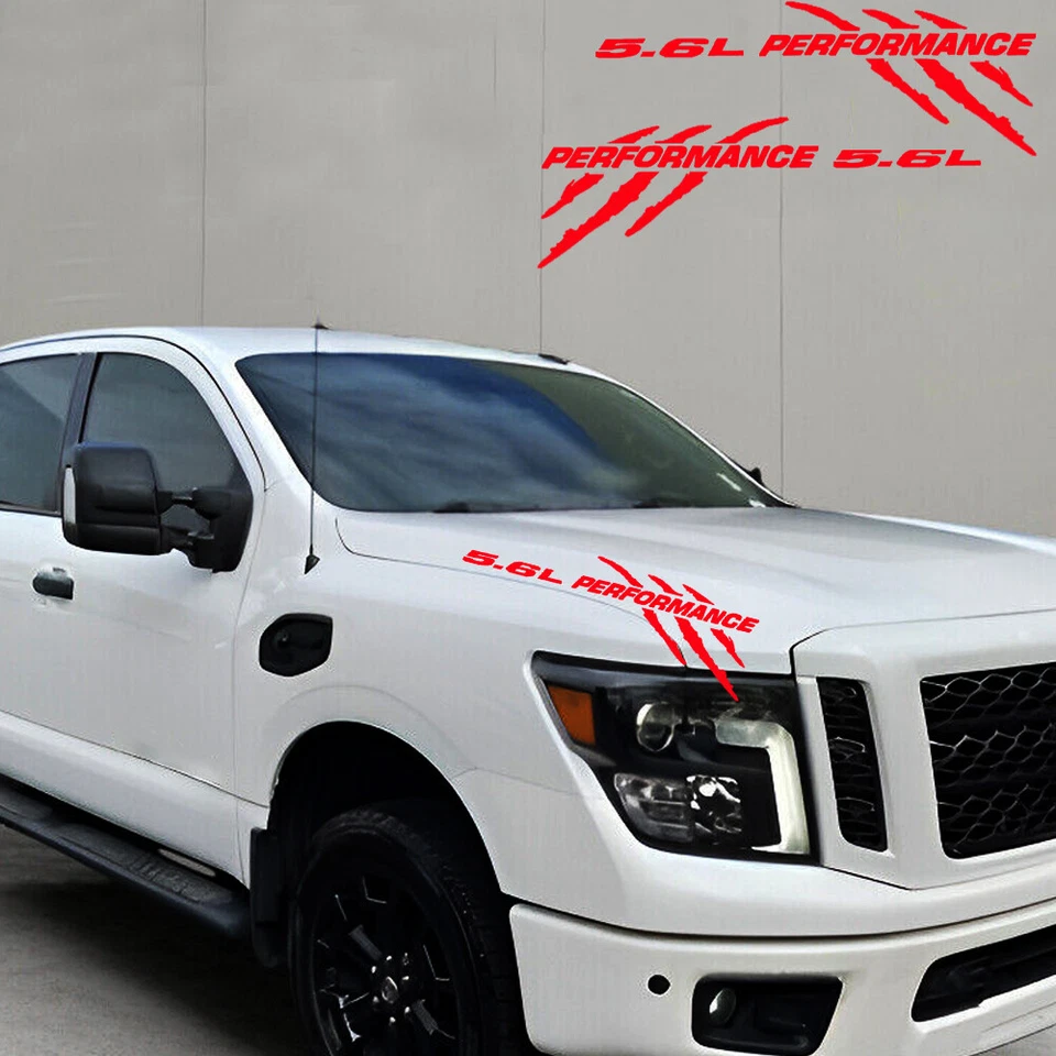 2 piezas 5,6 L RENDIMIENTO para Nissan Titan Endurance Pro-4x camión capó calcomanías emblema Foto 4 de 4