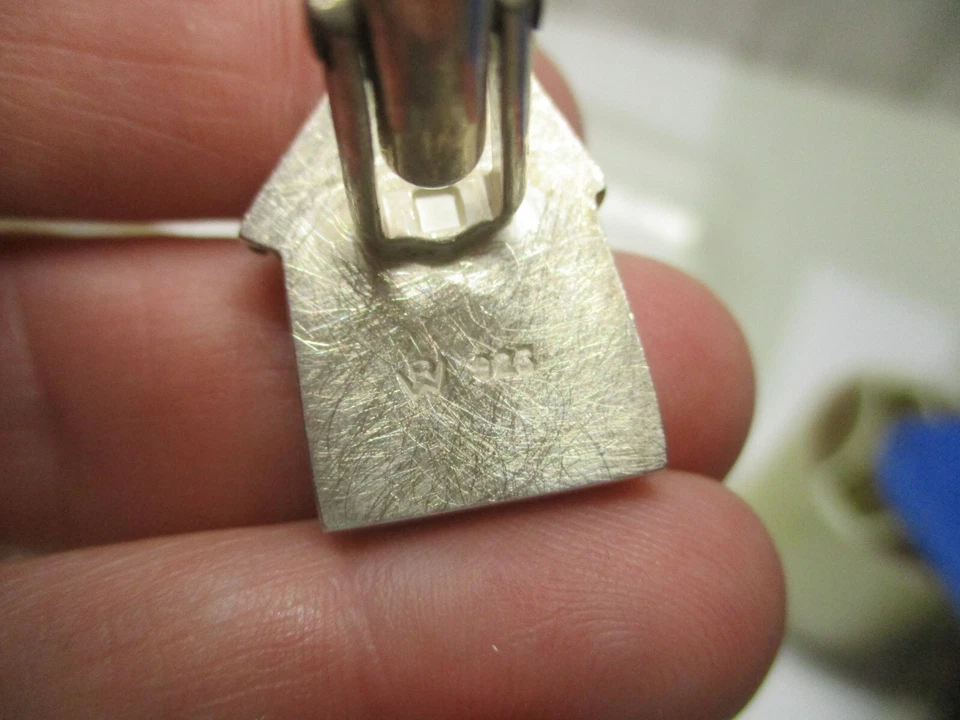 STERLING SILVER CUFFLINKS ~ RED & BLUE ENAMEL HOUSE ~ SIGNED RW - Image 4 of 4