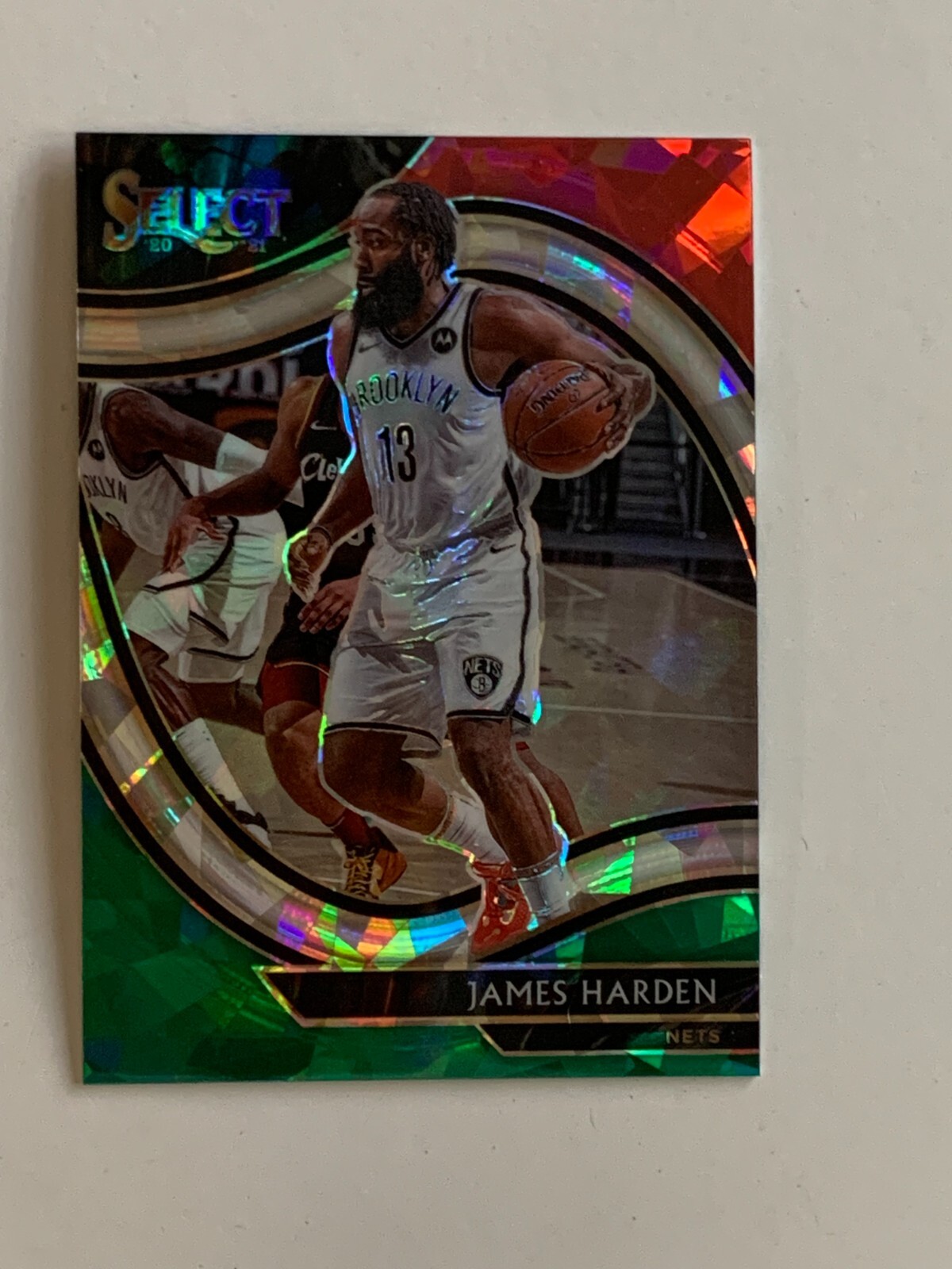 JAMES HARDEN #21 - 2020-21 PANINI SELECT - RED WHITE GREEN ICE PRIZM - COURTSIDE