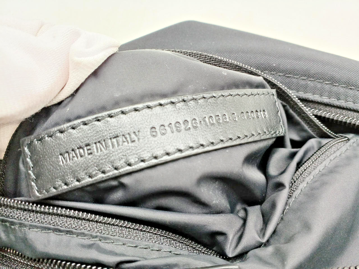 Balenciaga Logo Wheel Sling Nylon Shoulder Bag Black 661926 Balenciaga Logo Wheel Sling Nylon Shoulder Bag Black 661926