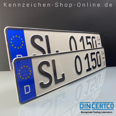 2 Kfz Saison Carbon Kennzeichen 520x110mm Autokennzeichen Nummernschild 