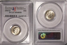 2005 P Roosevelt Dime 10c PCGS SP68FB Full Bands Satin Finish