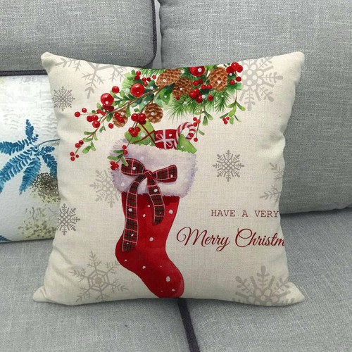 Cojines Christmas Tree Ball Cushion Cover Woven Linen Family Snowman Pillow Case - Picture 55 of 117