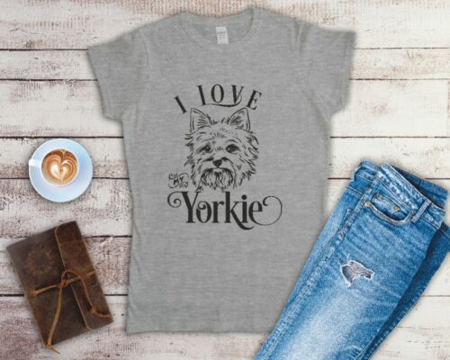 I Love My Yorkie Ladies Fitted T Shirt Sizes Small-2XL - Picture 1 of 28