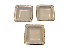 Set Of 3 Dainty White Porcelain Gold Trim Cigarette Ashtray Shabby Chic Japan