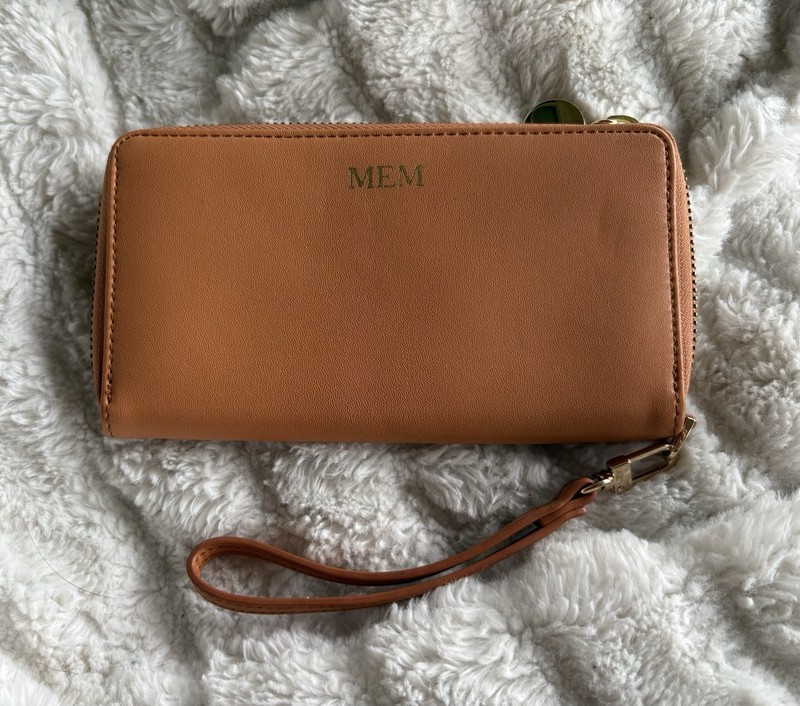 Mark & Graham filmore vegan leather wristlet wallet monogram MJR.  NWT
