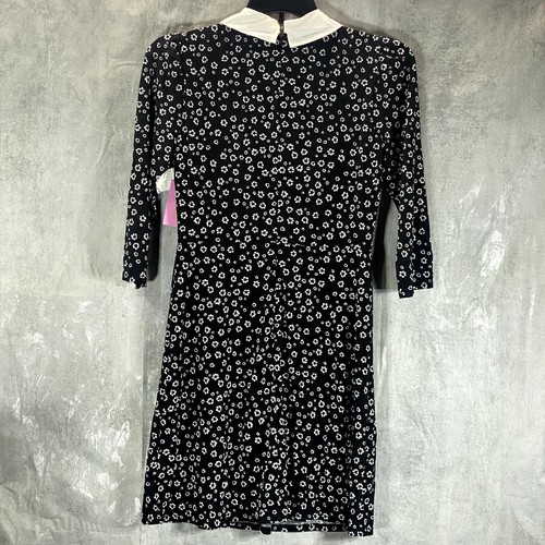 RILEY & RAE Women's Rich Black Ditsy-Print Collared 3/4 Puff Sleeve Dress SZ S - Picture 3 of 13