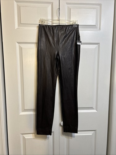 NWT Lysse Vegan Leather Leggings Size XS Expresso Brown Textured Slit at Hems